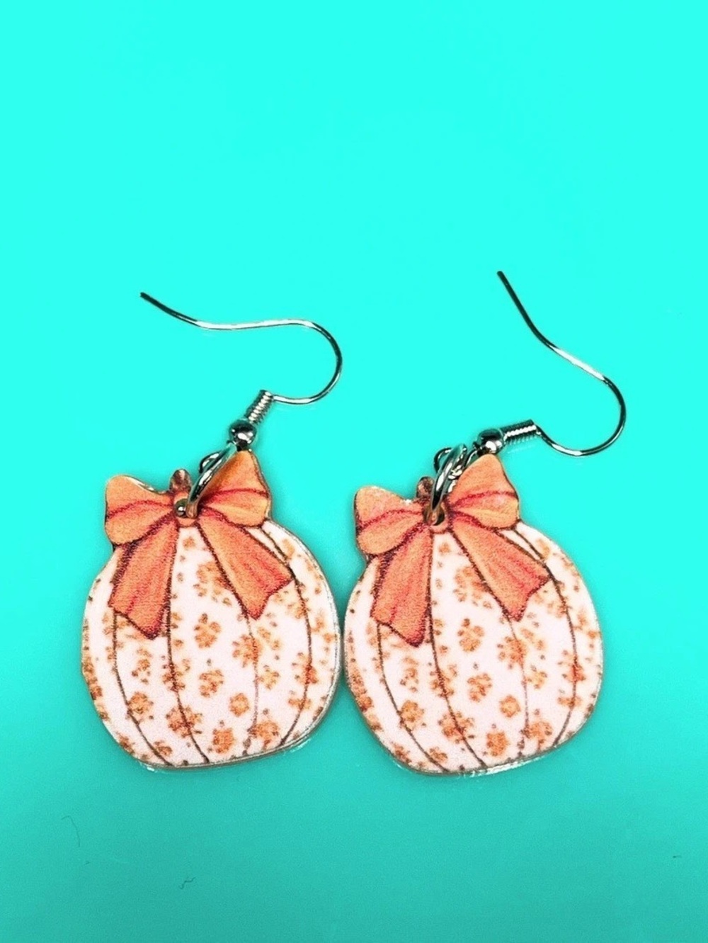 Fall pumpkin Earrings in orange& White